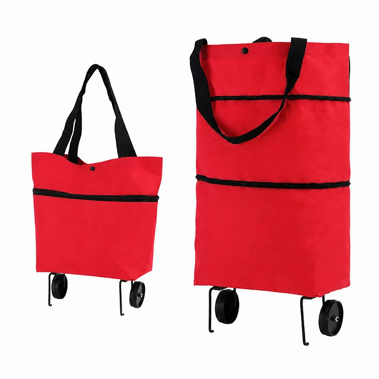 2-in-1 Foldable Rolling Shopping Tote