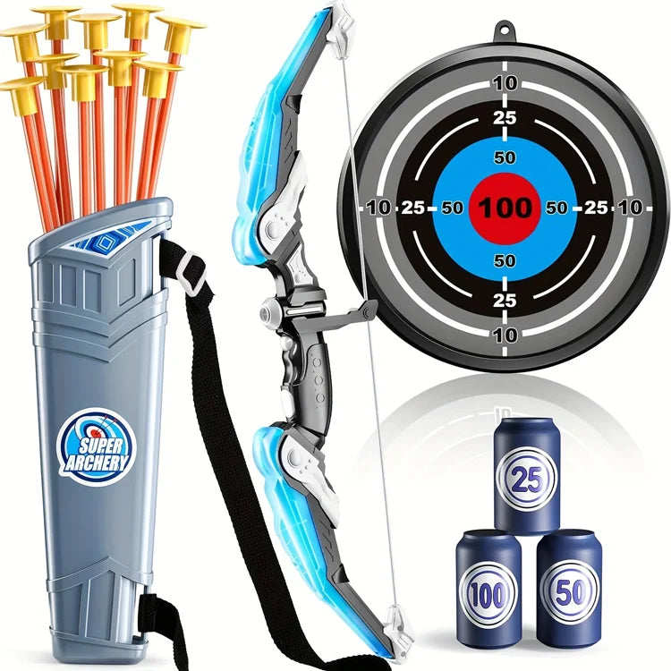 LED Light-Up Kids Bow & Arrow Target Set