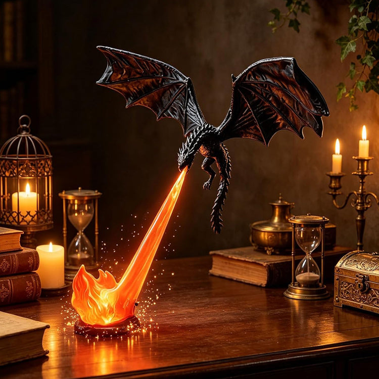 3D Dragon Fire Bookshelf Light – Flying Fantasy Nook Decor