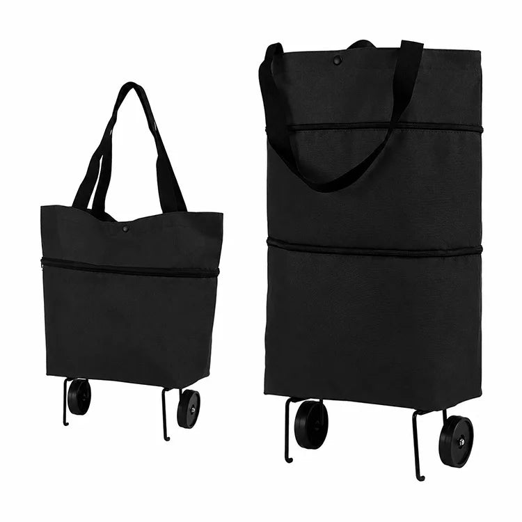 2-in-1 Foldable Rolling Shopping Tote