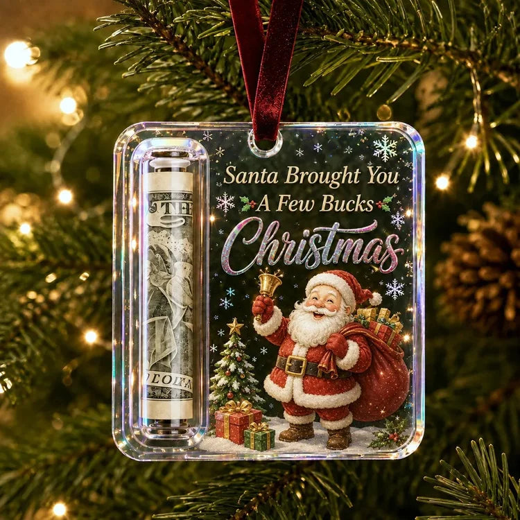 Christmas Cash Gift Ornament – Clear Money Holder Keepsake