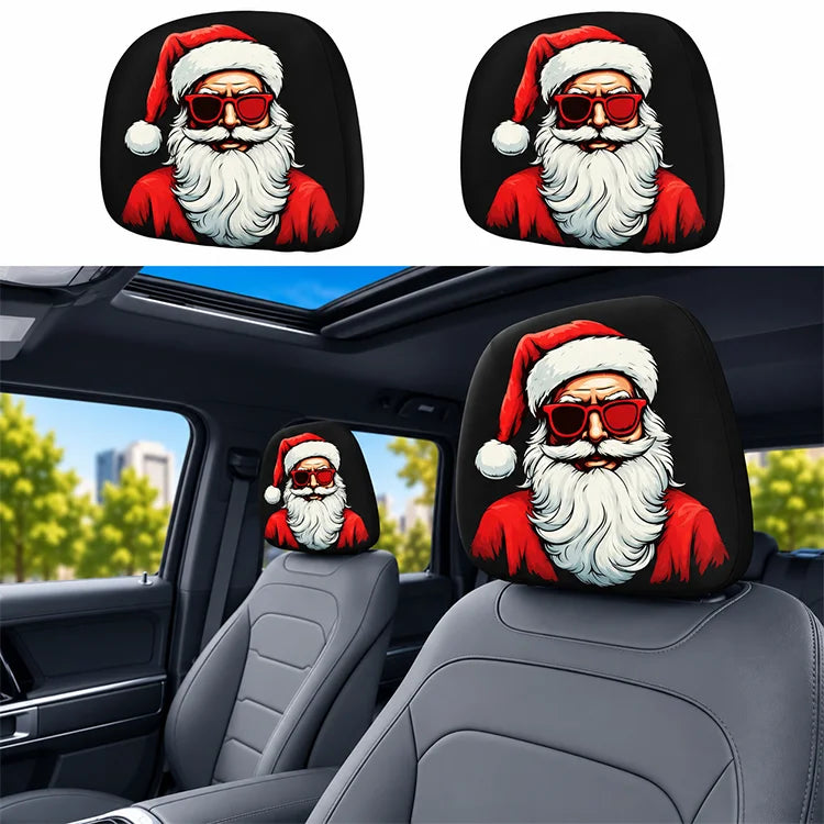 Christmas Car Headrest Cover – Stretch-Fit Holiday Seat Decor