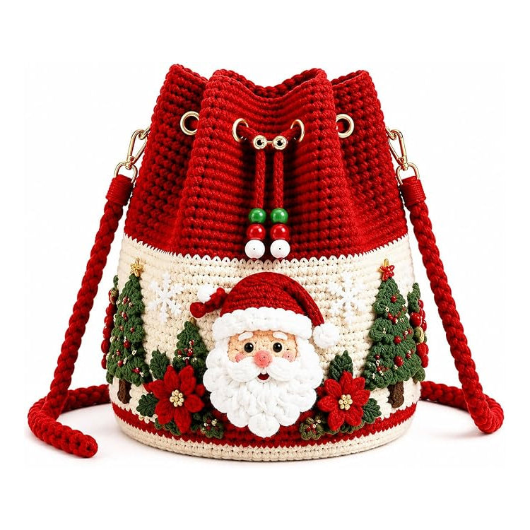 3D Christmas Crochet Bucket Bag