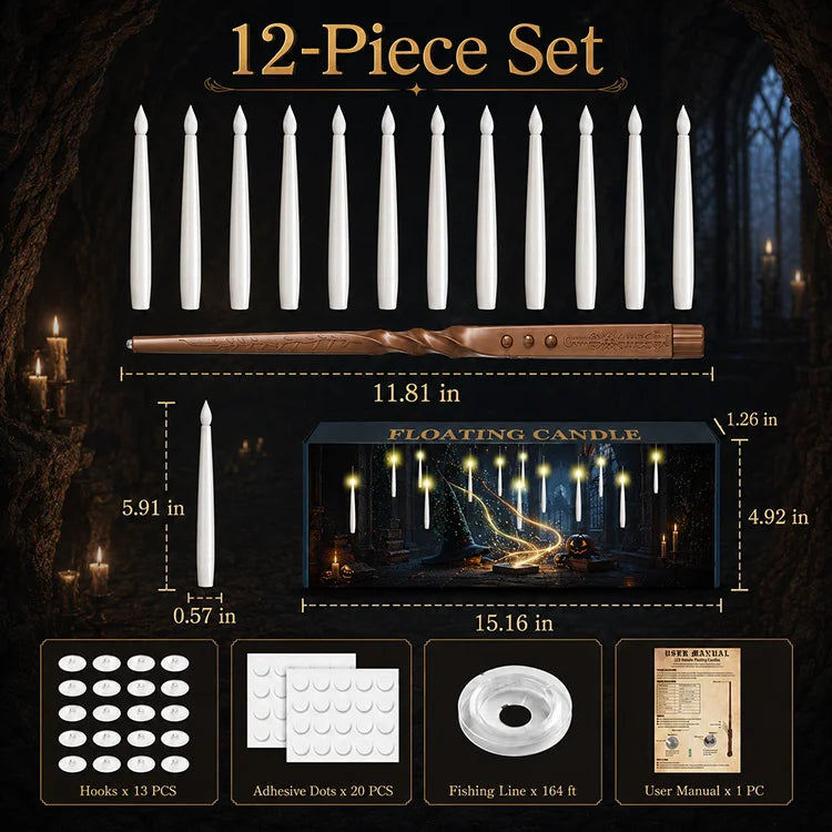 Magic Wand-Controlled Floating LED Candle Set