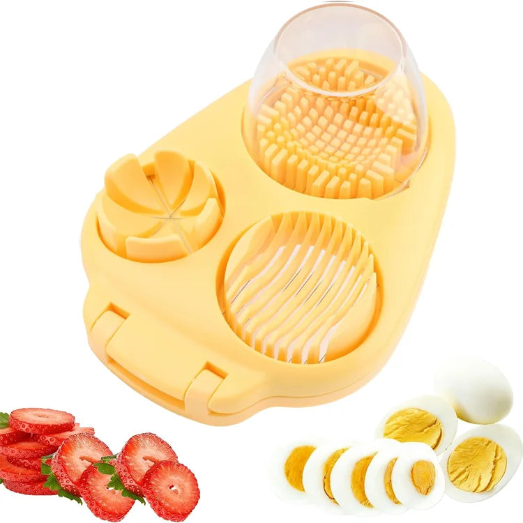 3-in-1 Egg Slicer & Food Cutter – Compact Stainless Steel Kitchen Tool