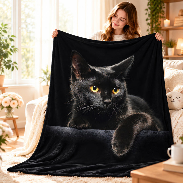 Nine-Panel Sleeping Cats Reversible Flannel Throw