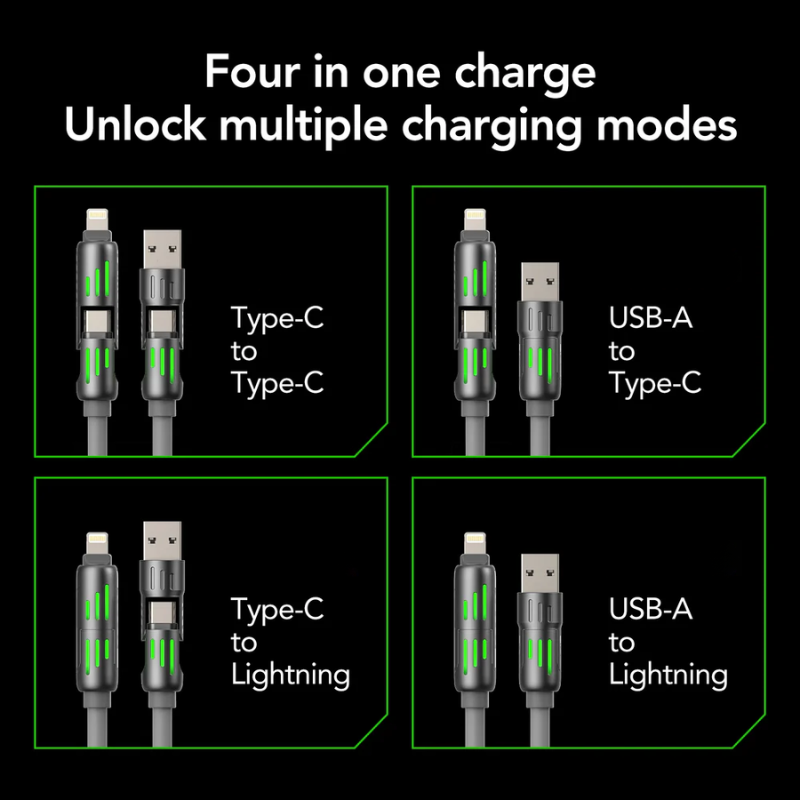 240W 4-in-1 USB Charging Cable