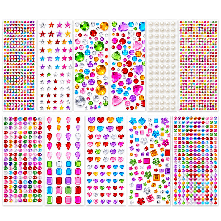 Self-Adhesive Rhinestone Gem Stickers – 3000-Piece Mixed Shape Craft Set