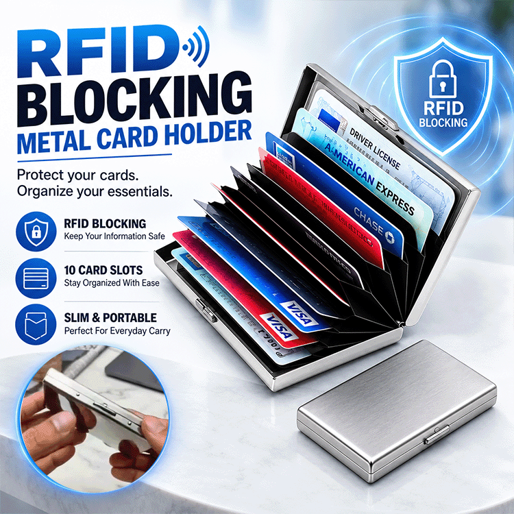 10-Card Stainless Steel RFID Blocking Wallet