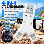 4-in-1 OTG Card Reader – SD & Micro SD for Phones, Tablets & Computers