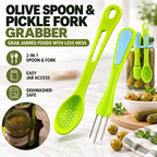 2-Piece Pickle & Olive Grabber Set – Jar-Hanging Spoon & Fork Tools