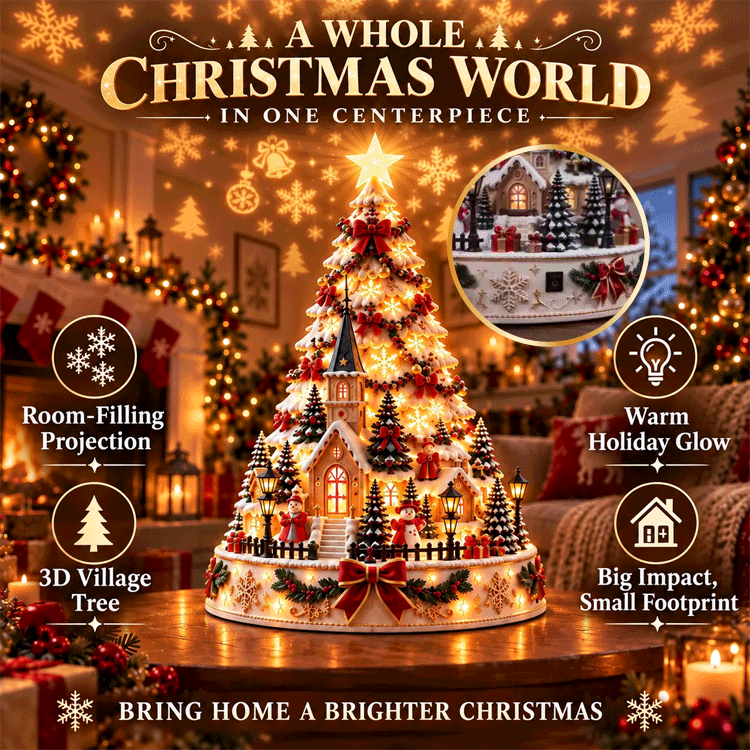Christmas Village Projection Tree Lamp