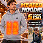 5-Zone Heated Pullover Hoodie – 3 Heat Levels USB Powered