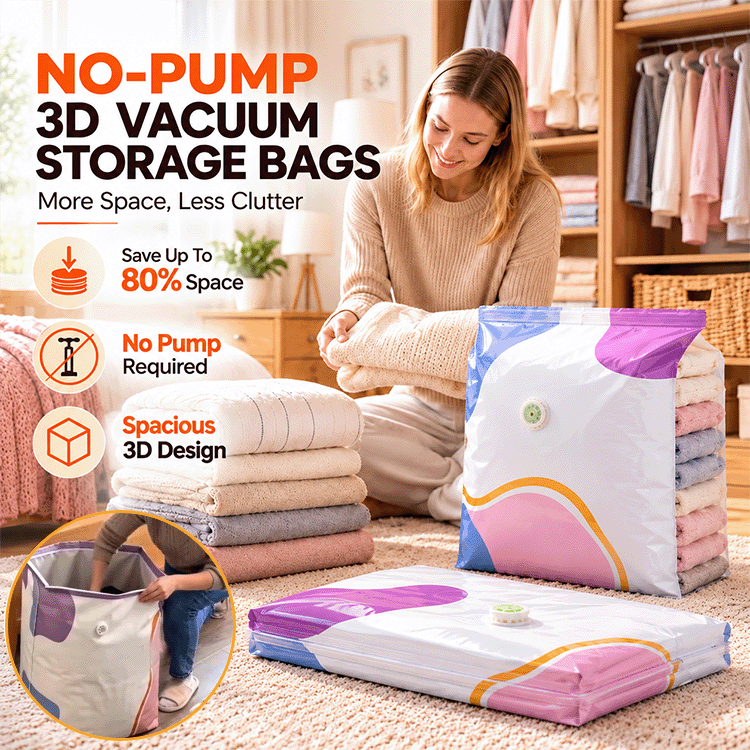 No-Pump 3D Vacuum Storage Bags