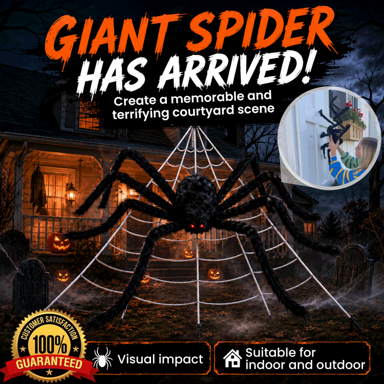 Giant Posable Spider & Web Halloween Decoration