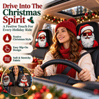 Christmas Car Headrest Cover – Stretch-Fit Holiday Seat Decor