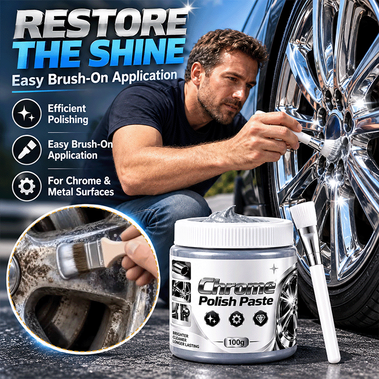 Chrome & Metal Polish Restorer Paste with Brush