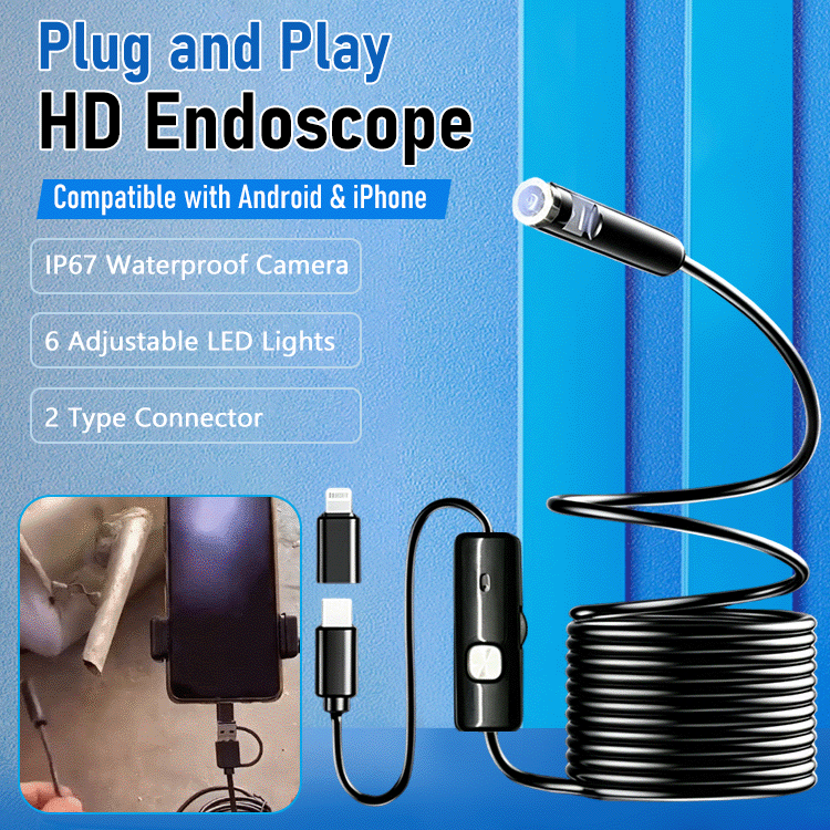 🔎 Plug-and-Play Endoscope Camera with Light