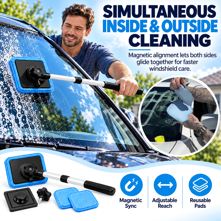Dual-Sided Magnetic Windshield Cleaner – Inside & Outside Glass Cleaning Kit
