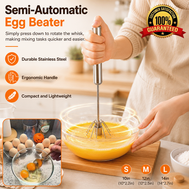 Semi-Automatic Push Egg Whisk