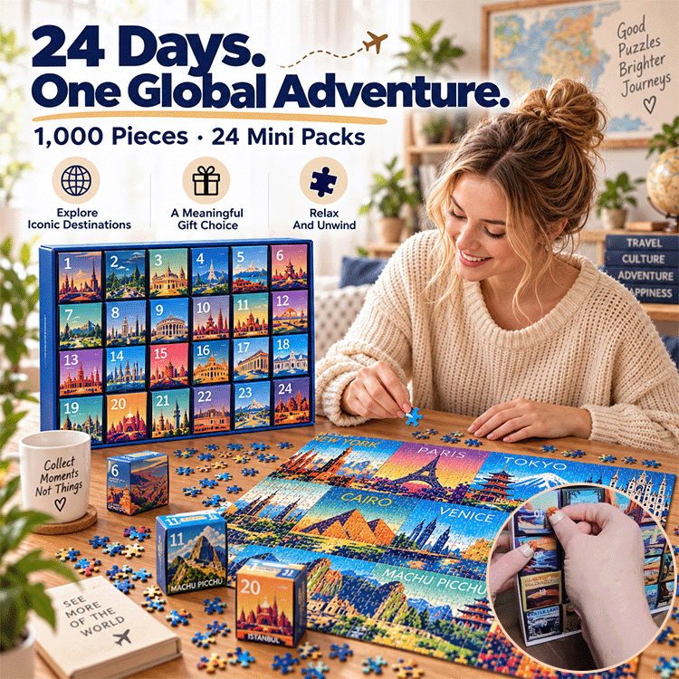 World Travel Landmarks 24-Day Puzzle Adventure