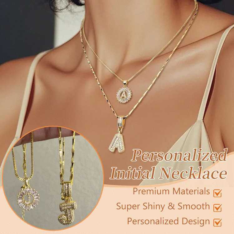 14K Diamond Letter Initial Necklaces Set (2-Piece)