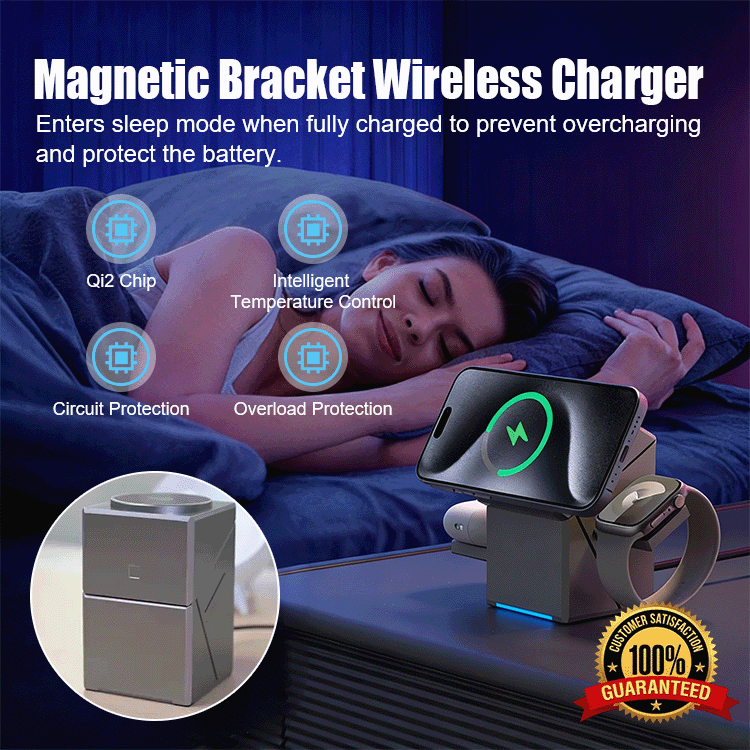 3-in-1 Magnetic Wireless Charging Stand for iPhone, Apple Watch & AirPods