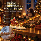 Lighted Santa Sleigh & Reindeer Christmas Display – 3D Resin Holiday Decor