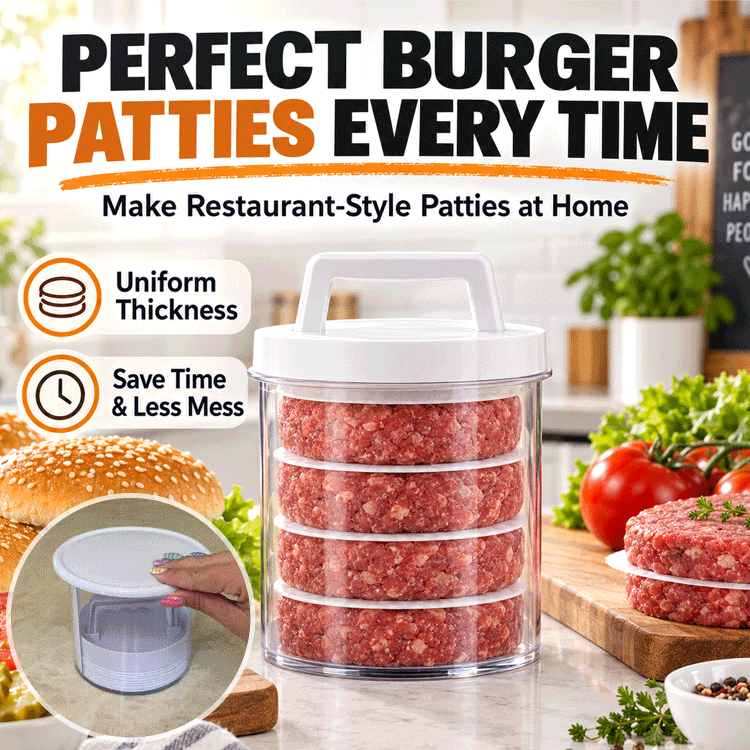 5-Layer Stackable Burger Patty Maker Press – Prep, Stack & Store
