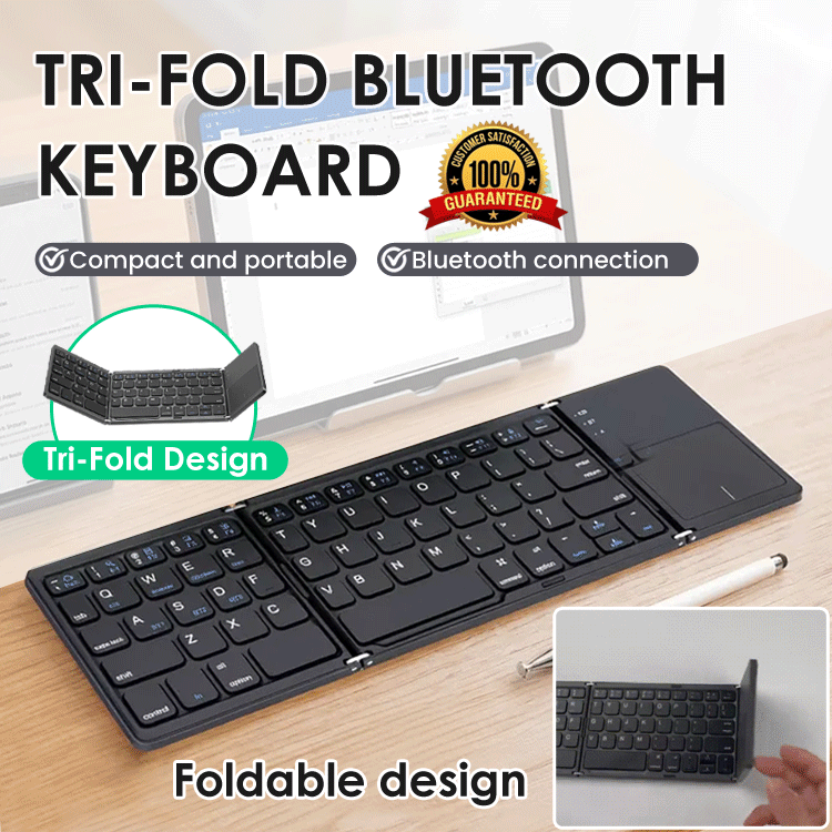 Tri-Fold Bluetooth Keyboard with Touchpad — Full Typing Anywhere