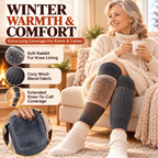 Extra-Long Thermal Knee Warmers – Plush Rabbit Fur-Lined Wool-Blend Leg Sleeves