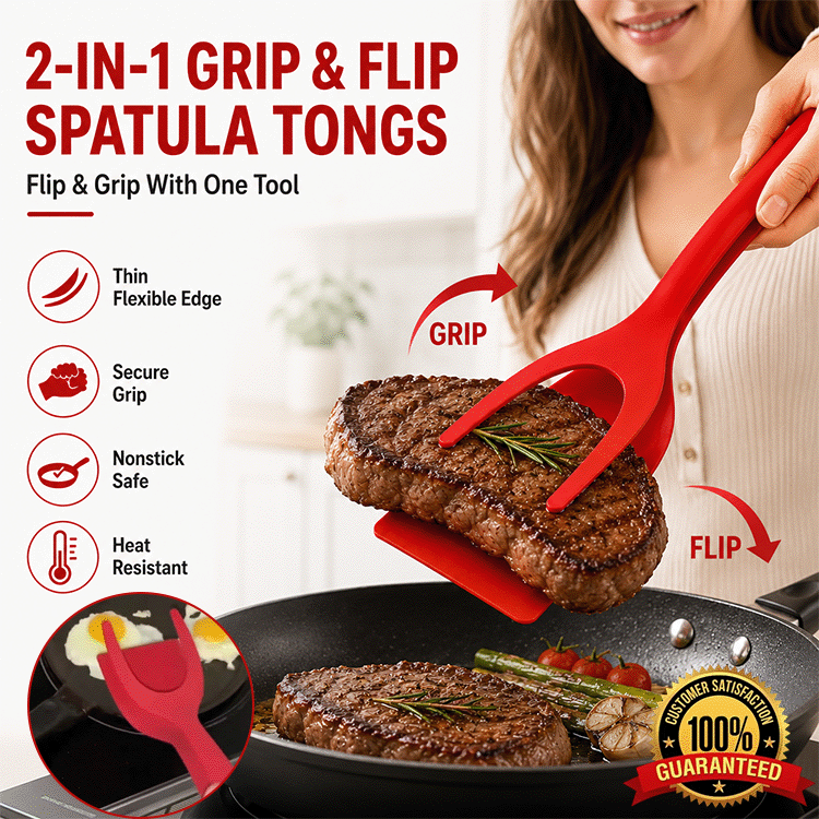 2-in-1 Flip Spatula Tongs