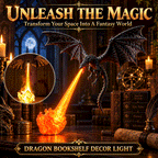 3D Dragon Fire Bookshelf Light – Flying Fantasy Nook Decor