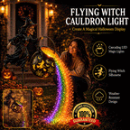 Flying Witch Cauldron Halloween Garden Light
