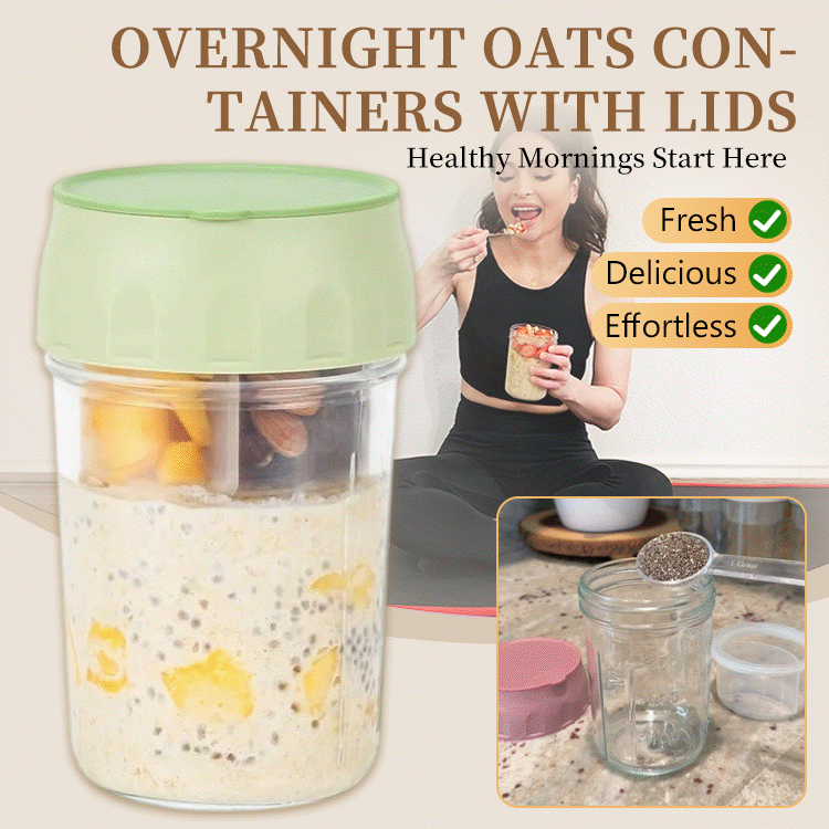 Overnight Oats Containers with Lids & Spoons