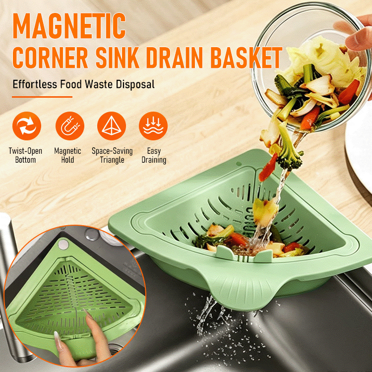 Magnetic Twist-Release Corner Sink Strainer