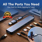 8-in-1 USB-C Hub Adapter with USB-A, USB-C, Audio & Fast Data Transfer