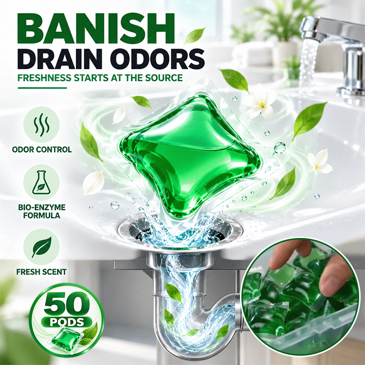 Bio-Enzyme Drain Odor Eliminator Pods – 50-Count Freshening Treatment