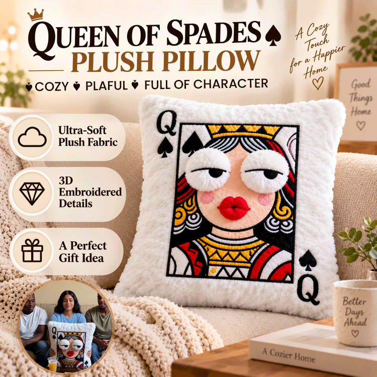 Queen of Spades 3D Statement Throw Pillow