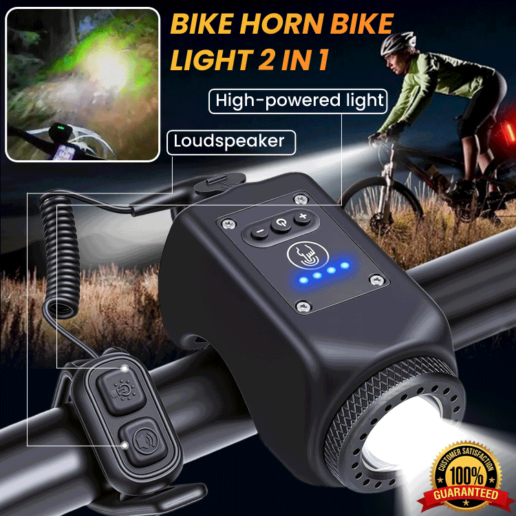 Rechargeable 2-in-1 Bike Light & 110dB Horn with 4 LED Modes