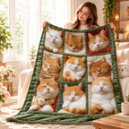 Nine-Panel Sleeping Cats Reversible Flannel Throw