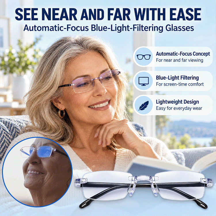 Automatic-Focus Near & Far Glasses – Blue-Light Filtering Everyday Readers