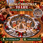 New 3D Christmas Illusion Round Rug – Fun Holiday Accent Floor Mat