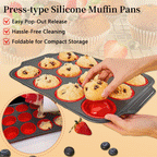 12-Cup Press-Release Silicone Muffin Pan