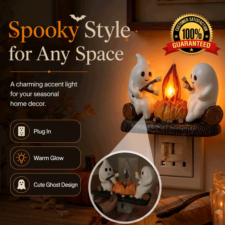 Spooky-Cute Ghost Campfire Plug-In Night Light
