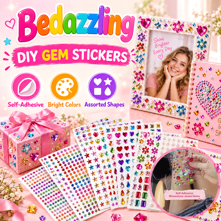 Self-Adhesive Rhinestone Gem Stickers – 3000-Piece Mixed Shape Craft Set