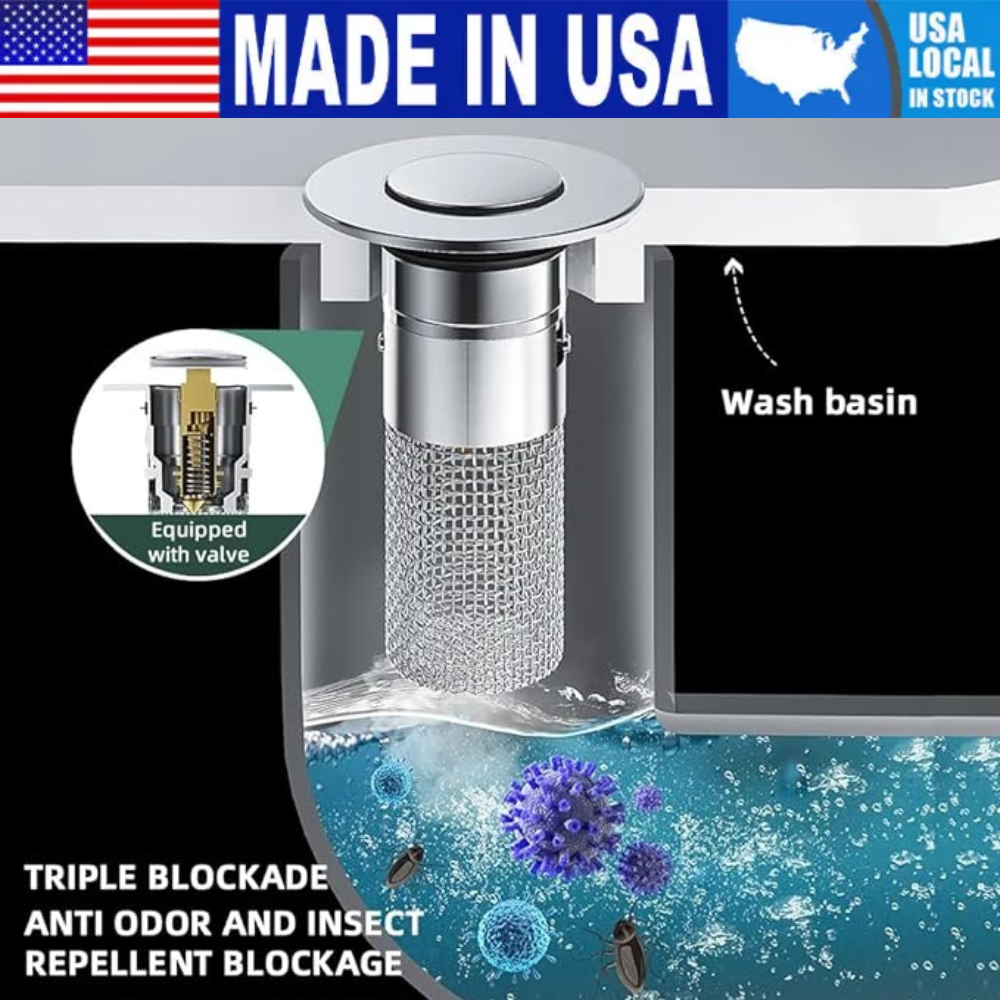 Eliminate Drain Odor Instantly — Pop-Up Sink Strainer
