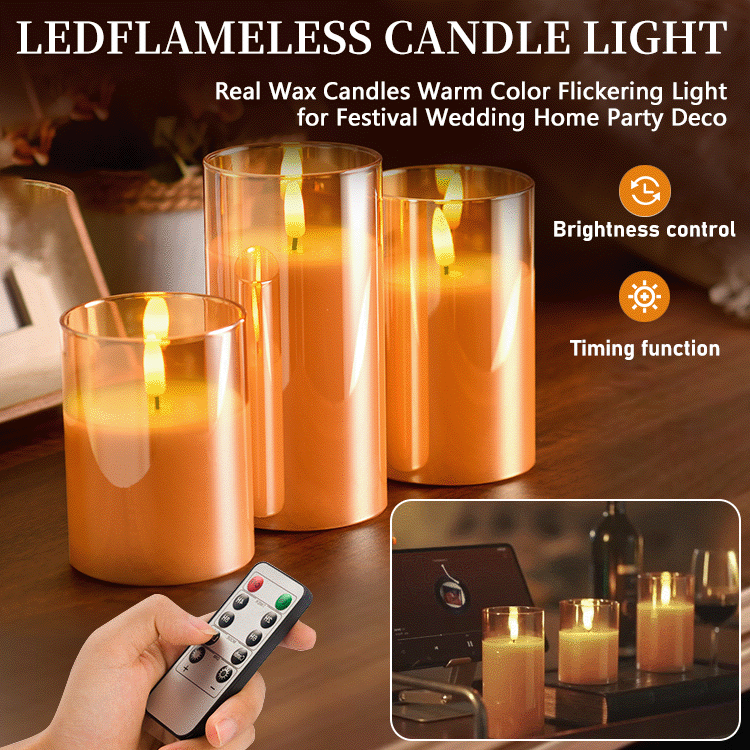 LumiFlick - Flameless LED Candles (3-Piece Set with Remote)