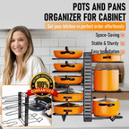 Adjustable Pot & Pan Organizer Rack for Cabinet Storage