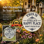 Personalized Family Name Happy Place Garden Sign